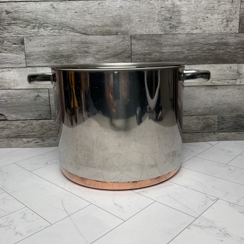 Revere Ware 1801 8 Qt Stock Pot NO Lid Copper Clad Clinton IL USA Stainless
